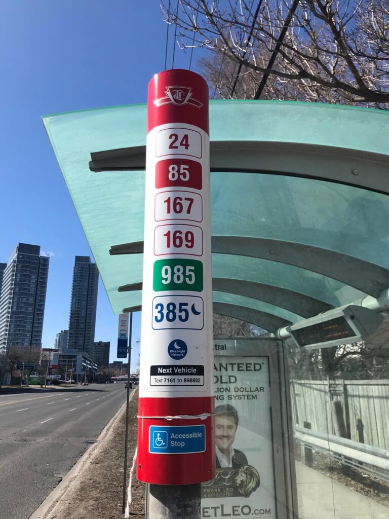 TTC Bus Stop Pole