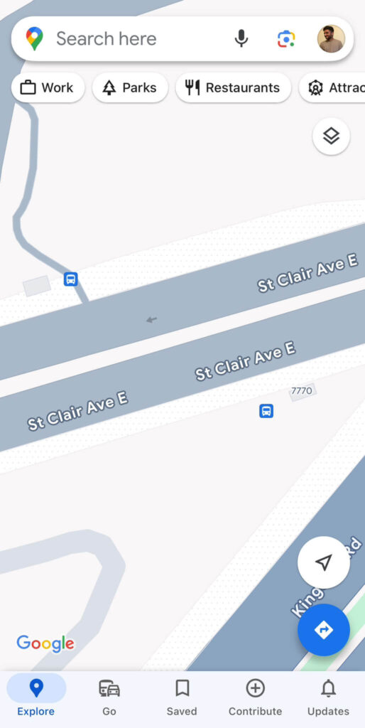 TTC Transit bus stop on Google Maps